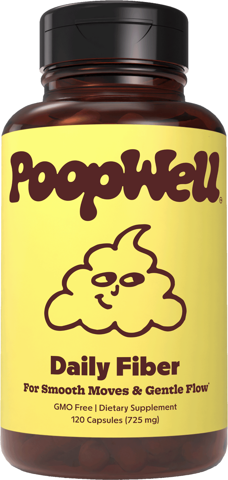 PoopWell Daily Fiber psyllium husk capsule bottle