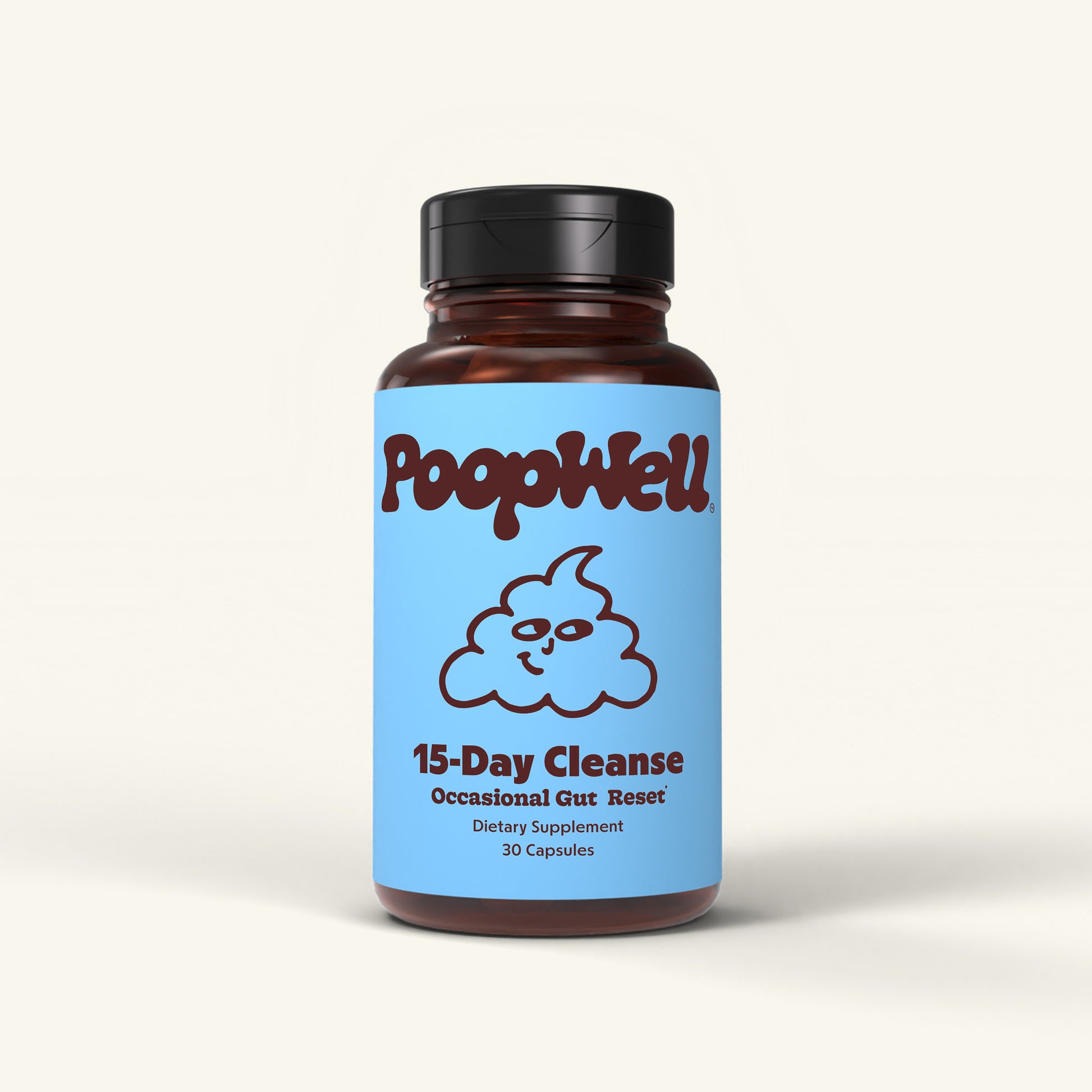 15-Day Cleanse bottle with blue and brown label - colon cleanse supplement capsule