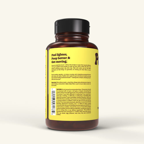 PoopWell Daily Fiber bottle with hang tag