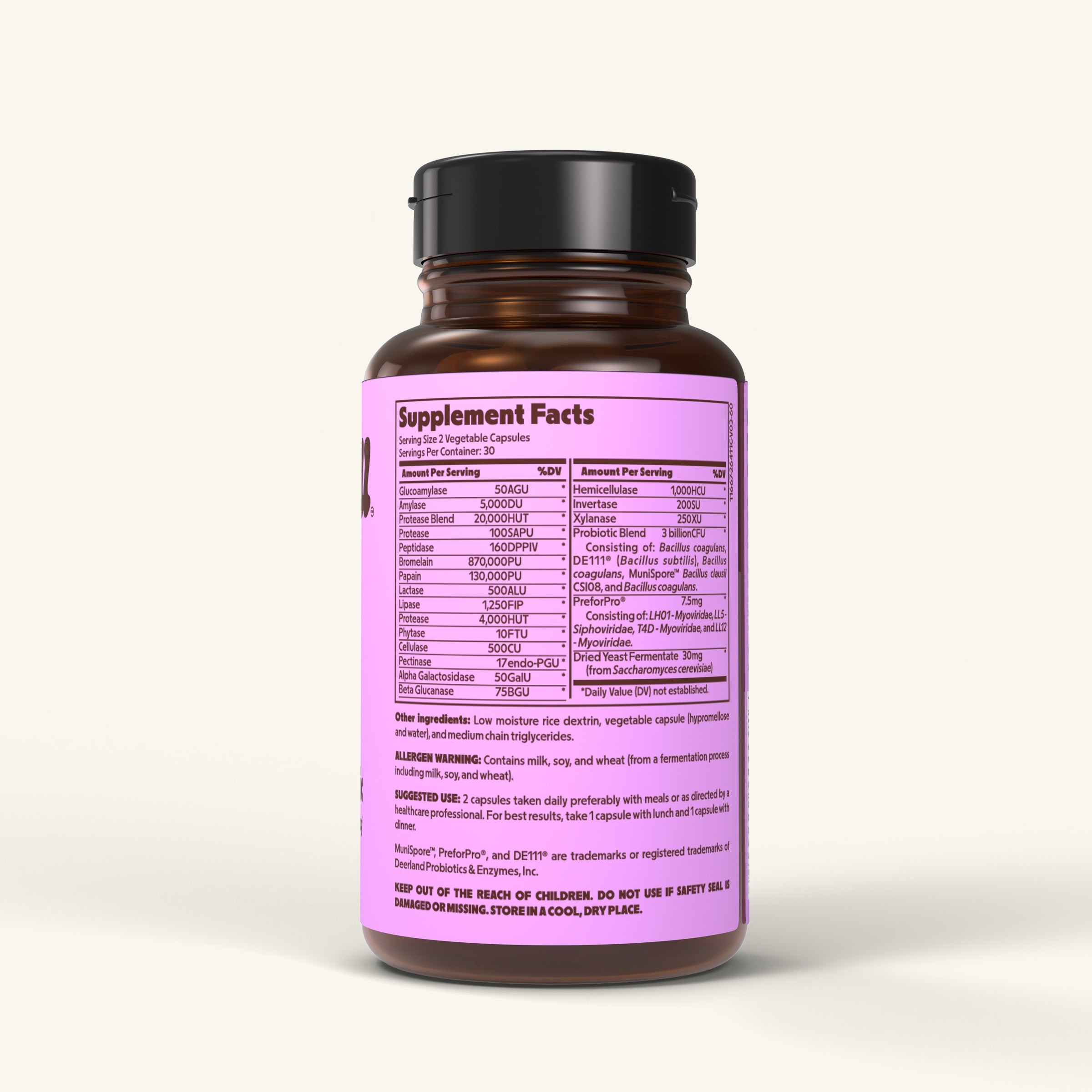PoopWell Daily Symbiotic supplement facts panel