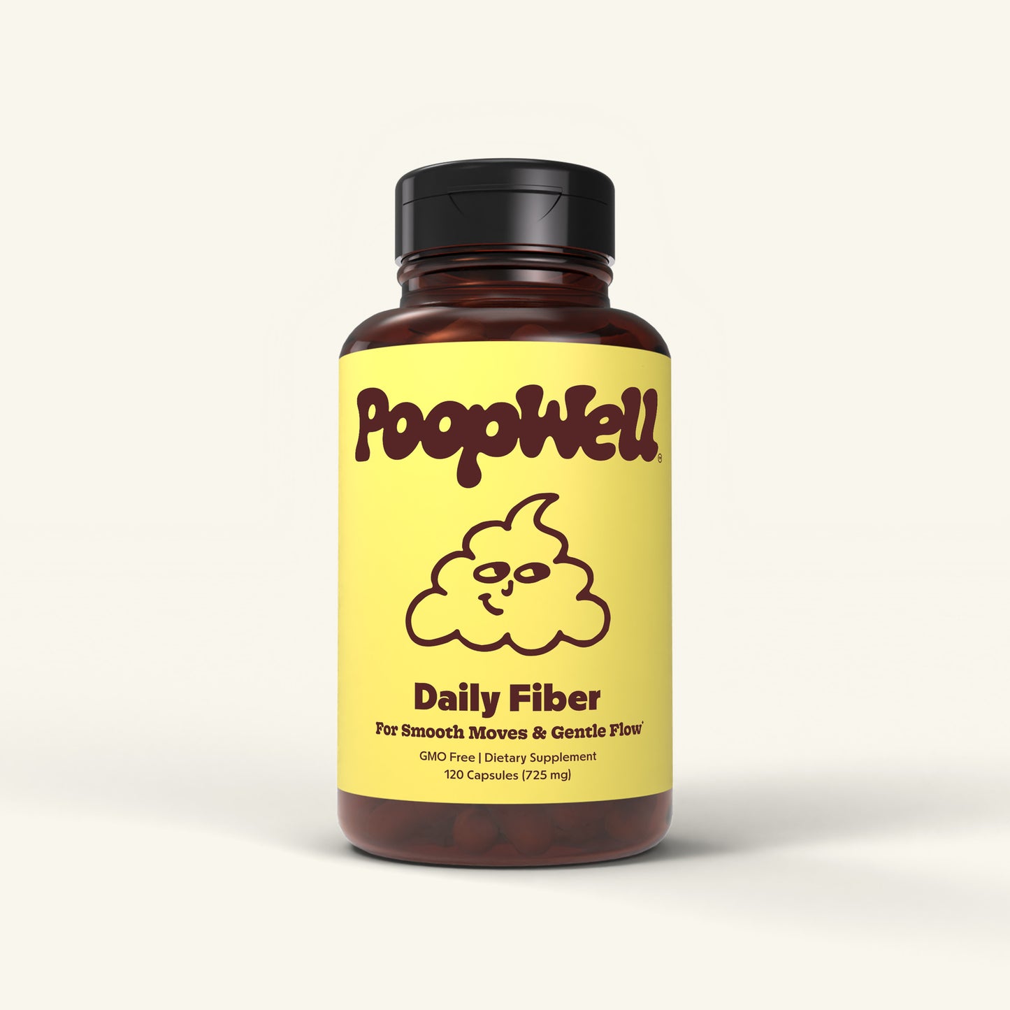 Daily Fiber psyllium husk capsules bottle with yellow and brown label