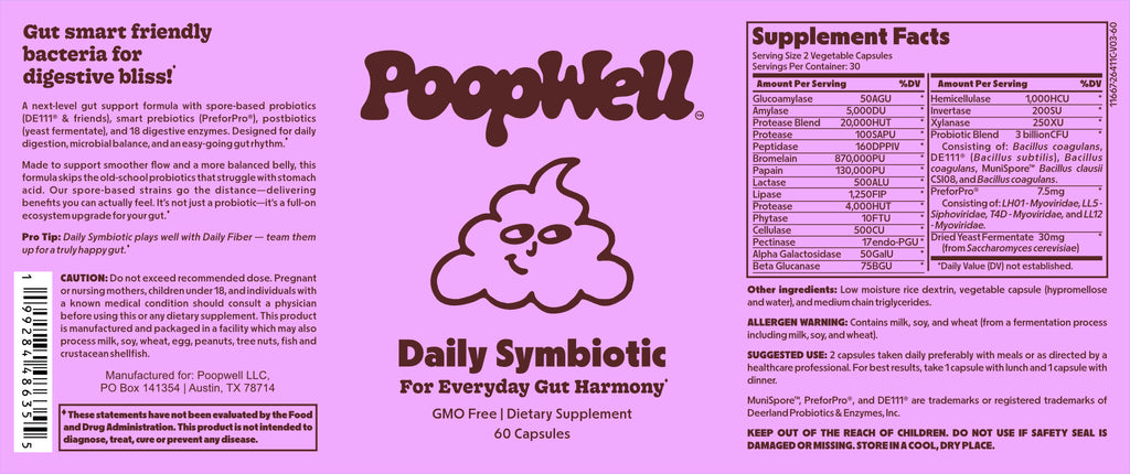 PoopWell Daily Symbiotic bottle, front view