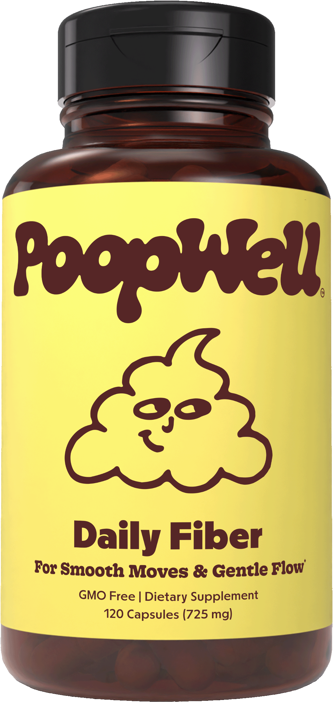 PoopWell Daily Fiber psyllium husk capsule bottle