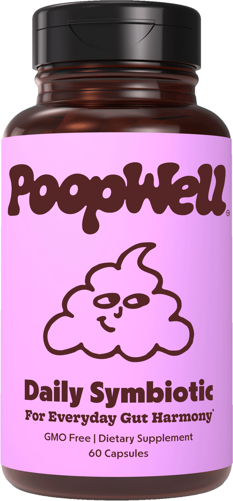 PoopWell Daily Symbiotic probiotic, prebiotic, and postbiotic capsule bottle